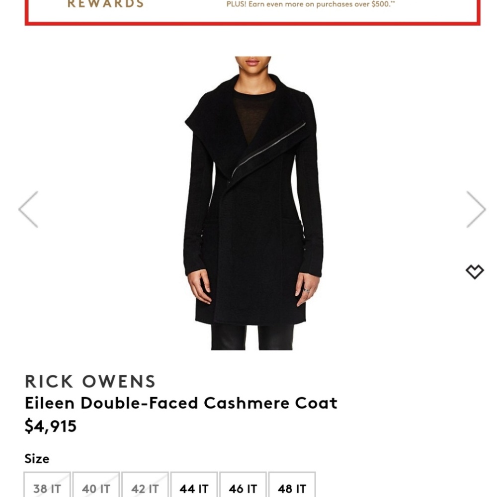 Brand new Rick Owens cashmere coat sz L